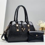Platinum Glossy Leather Handbag Shoulder Crossbody Bag - Image 7