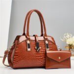 Platinum Glossy Leather Handbag Shoulder Crossbody Bag