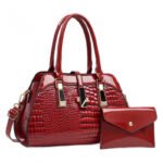 Platinum Glossy Leather Handbag Shoulder Crossbody Bag - Image 8