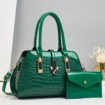 Platinum Glossy Leather Handbag Shoulder Crossbody Bag - Image 5
